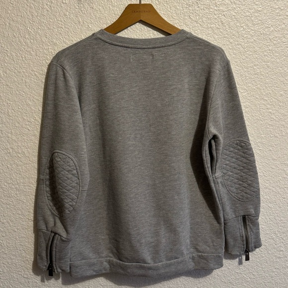 Anine Bing Quilted Elbow Patch Crewneck Sweatshirt Gray Women’s Size S - Picture 3 of 6